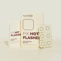 מדבקות להקלה על גלי חום, עם אריזה וקופסה קטנה המכילות שש מדבקות.