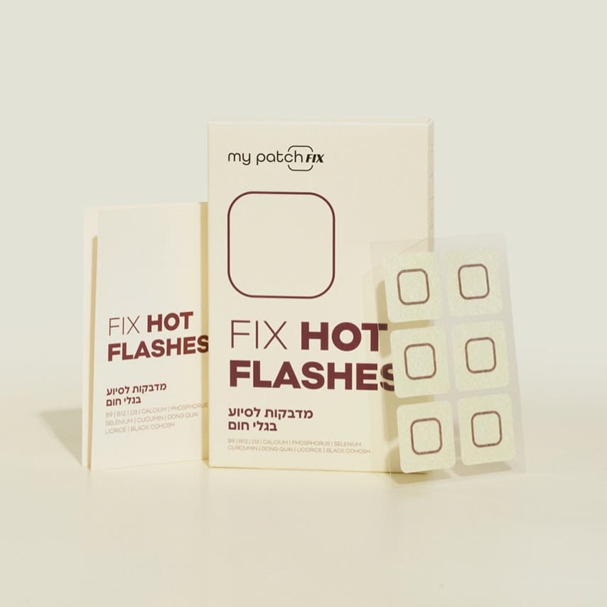 מדבקות להקלה על גלי חום, עם אריזה וקופסה קטנה המכילות שש מדבקות.