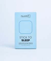 אריזה כחולה של מדבקות שינה "My Patch", המכילות מגנזיום, שורש ולריאן, כשות, ועוד.